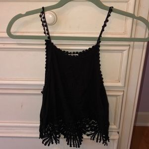 Black tank top with lace detailing